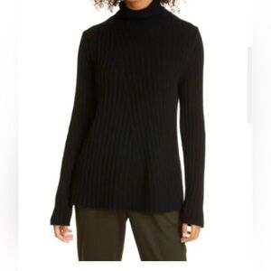 Vince Cashmere & Wool Twist Neck Turtleneck Sweater in Black Size XS